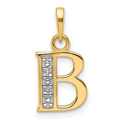 Diamond Letter B Initial Pendant 14k Gold With Rhodium YC1541B, MPN: YC1541B,