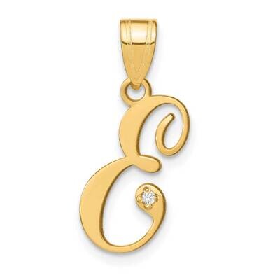 Script Letter E Initial Pendant Diamond 14k Gold YC252E, MPN: YC252E,