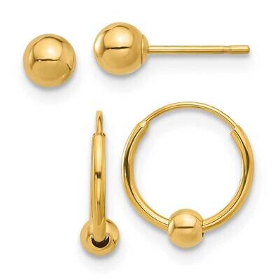 Ball Hoop Earring Set 14k Polished Gold YE2167SET, MPN: YE2167SET, 716838360918
