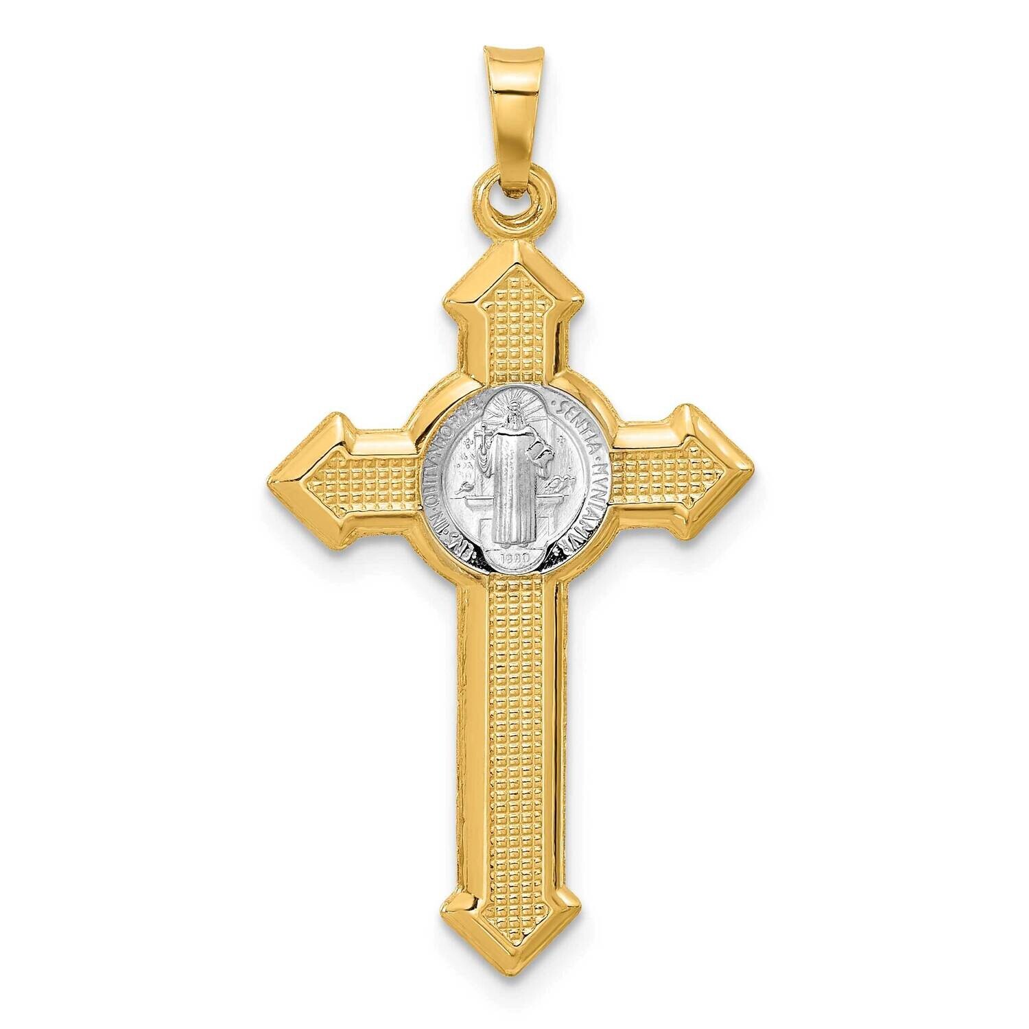 Textured Hollow Budded St Benedict Cross Pendent 14k Two-Tone Gold XR2135 by Men&#39;s Jewelry and Acce…