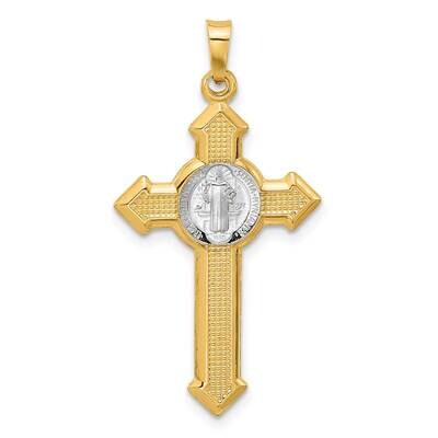 Textured Hollow Budded St Benedict Cross Pendent 14k Two-Tone Gold XR2135 by Men&#39;s Jewelry and Acce…