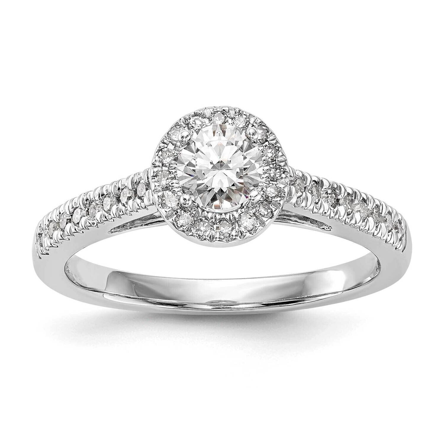 Halo Plus Holds 1/3 Carat 4.5mm Round Center 1/5 Carat Diamond Semi-Mount Engagement Ring 14k White…