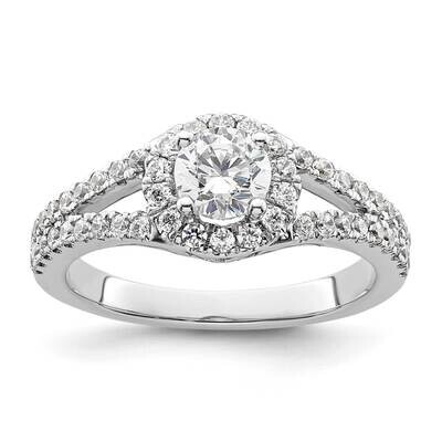Halo Plus Holds 1/2 Carat 5.2mm Round Center 1/2 Carat Diamond Semi-Mount Engagement Ring 14k White…