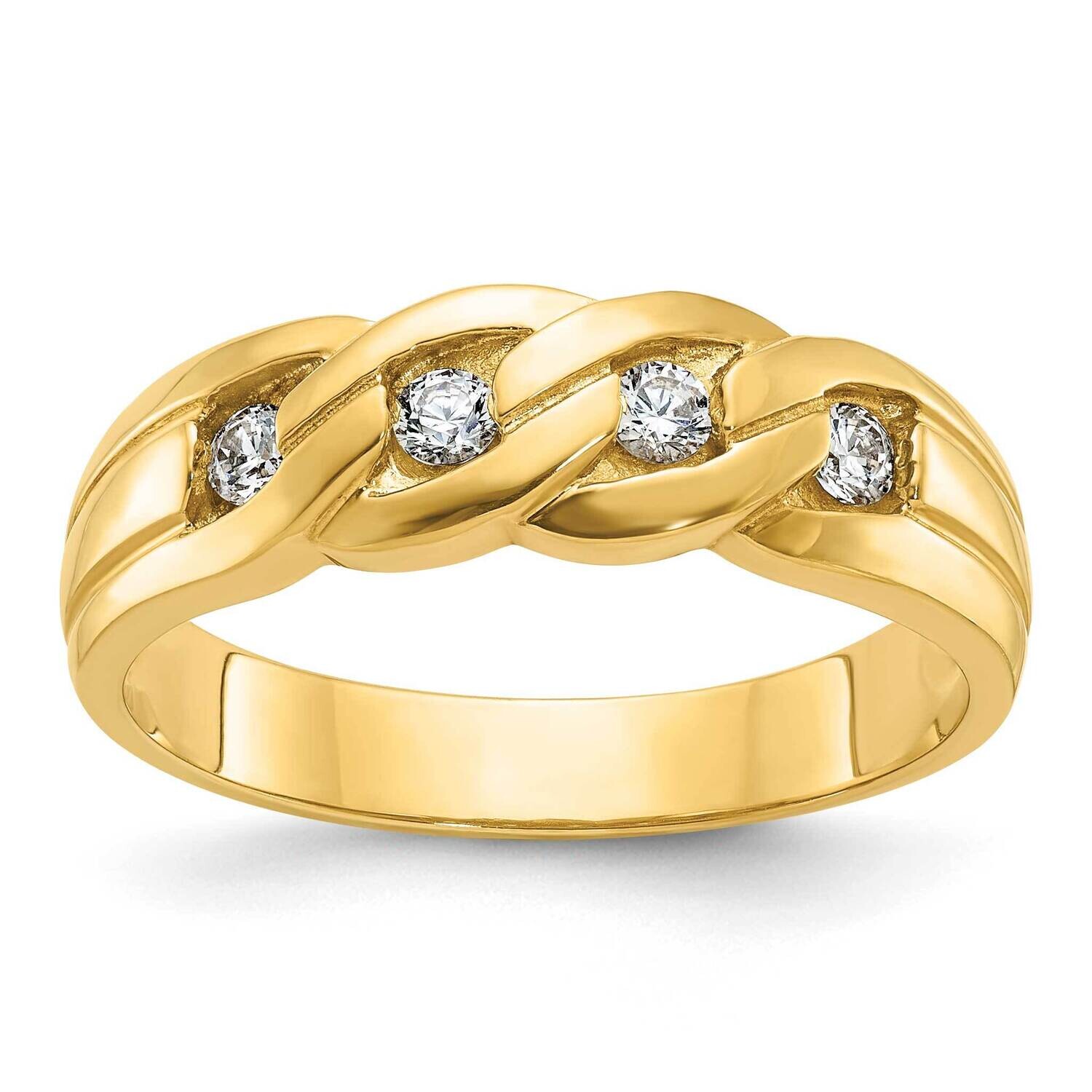 Ibgoodman Men's Link Design 1/4 Carat Diamond Complete Ring 14k Gold B60614-4YAA
