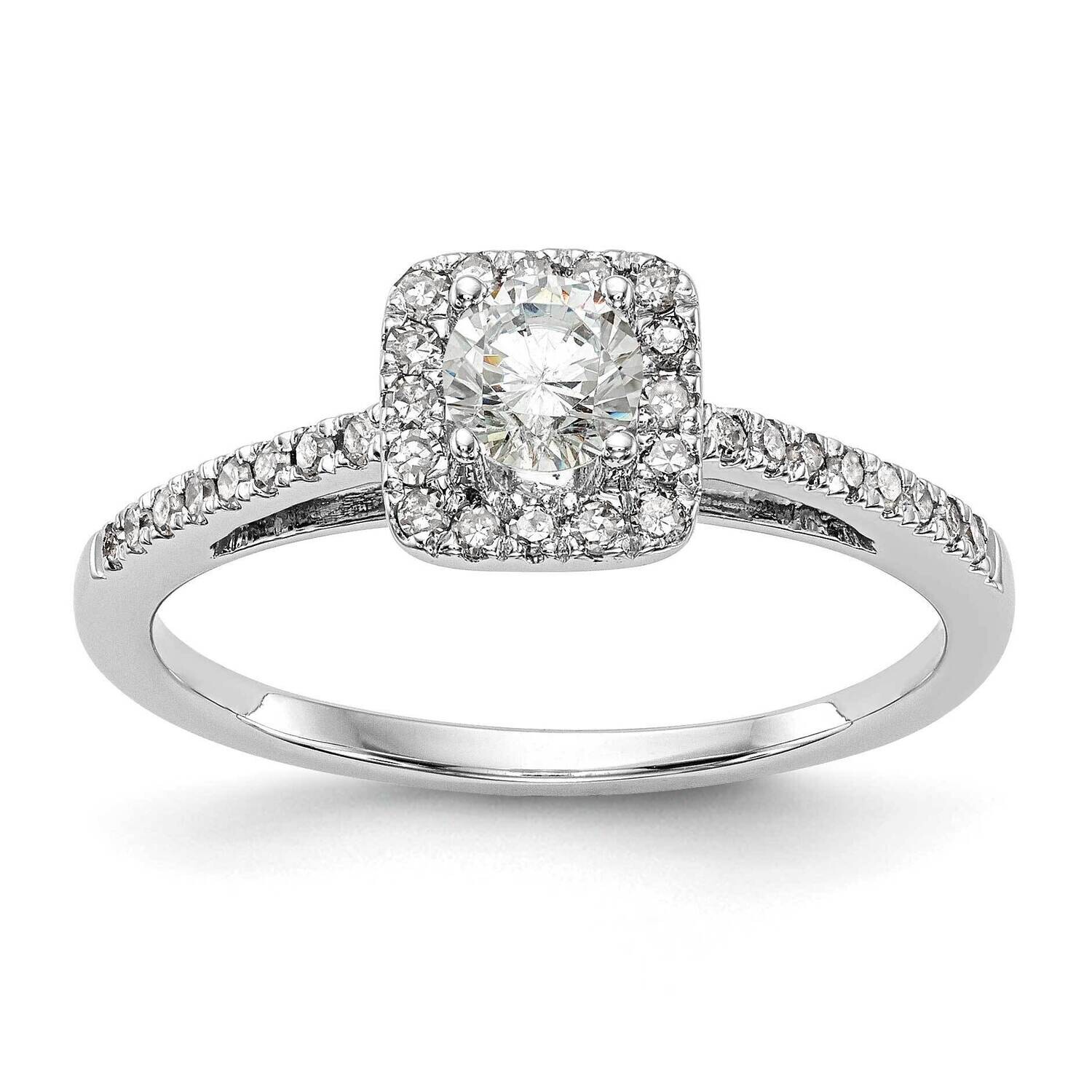 Halo Plus Holds 1/3 Carat 4.5mm Round Center 1/5 Carat Diamond Semi-Mount Engagement Ring 14k White…