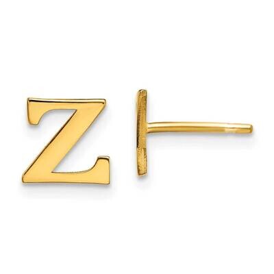 Gold-Plated Letter Z Initial Post Earrings Sterling Silver XNE46GP/Z, MPN: XNE46GP/Z,