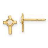 Created Opal Cross Post Earrings 14k Gold YE2225, MPN: YE2225,