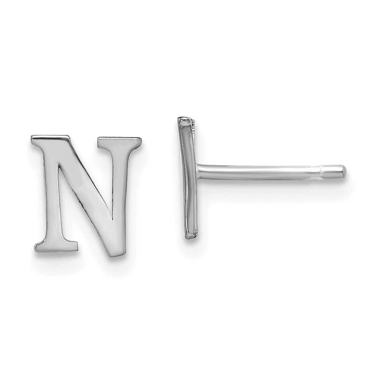 Letter N Initial Post Earrings Sterling Silver Rhodium-Plated XNE46SS/N