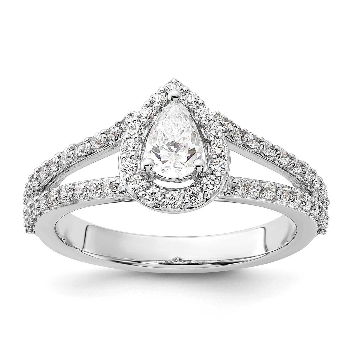 Halo Plus Holds 1/2 Carat 6X4mm Pear Center 5/8 Carat Diamond Semi-Mount Engagement Ring 14k White …