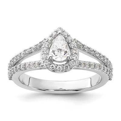 Halo Plus Holds 1/2 Carat 6X4mm Pear Center 5/8 Carat Diamond Semi-Mount Engagement Ring 14k White …