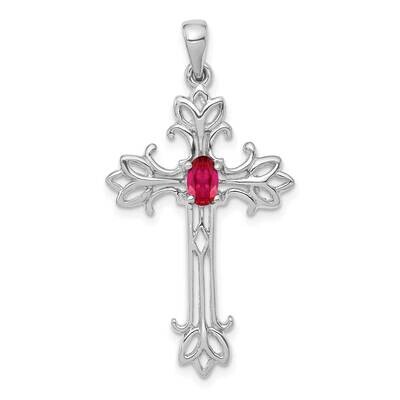 5X3mm Oval Ruby Cross Pendant 14k White Gold XP1775WR, MPN: XP1775WR, 883957203713