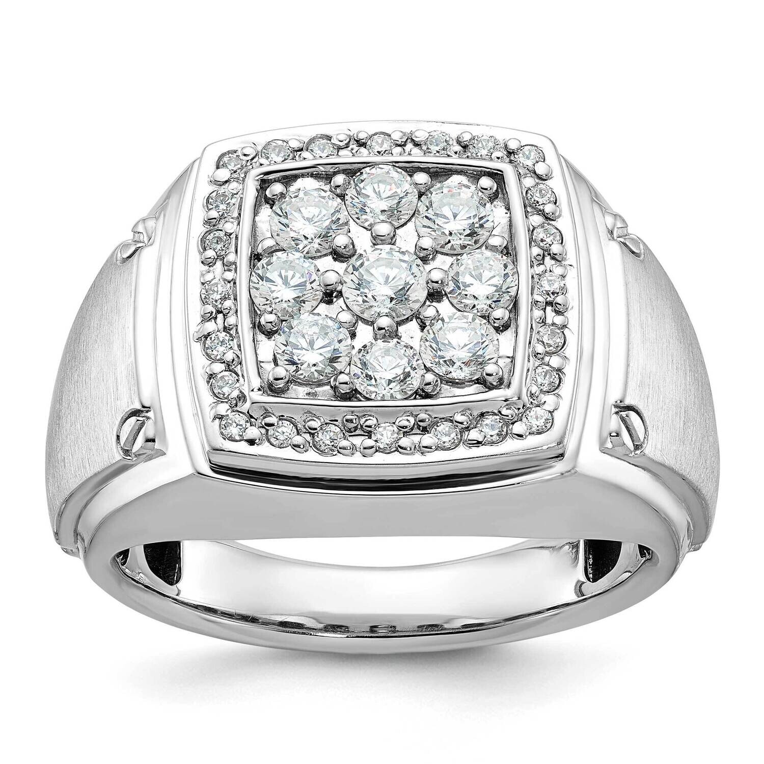 Ibgoodman Men's Polished Satin 1 Carat Diamond Complete Ring 14k White Gold B59163-4WAA