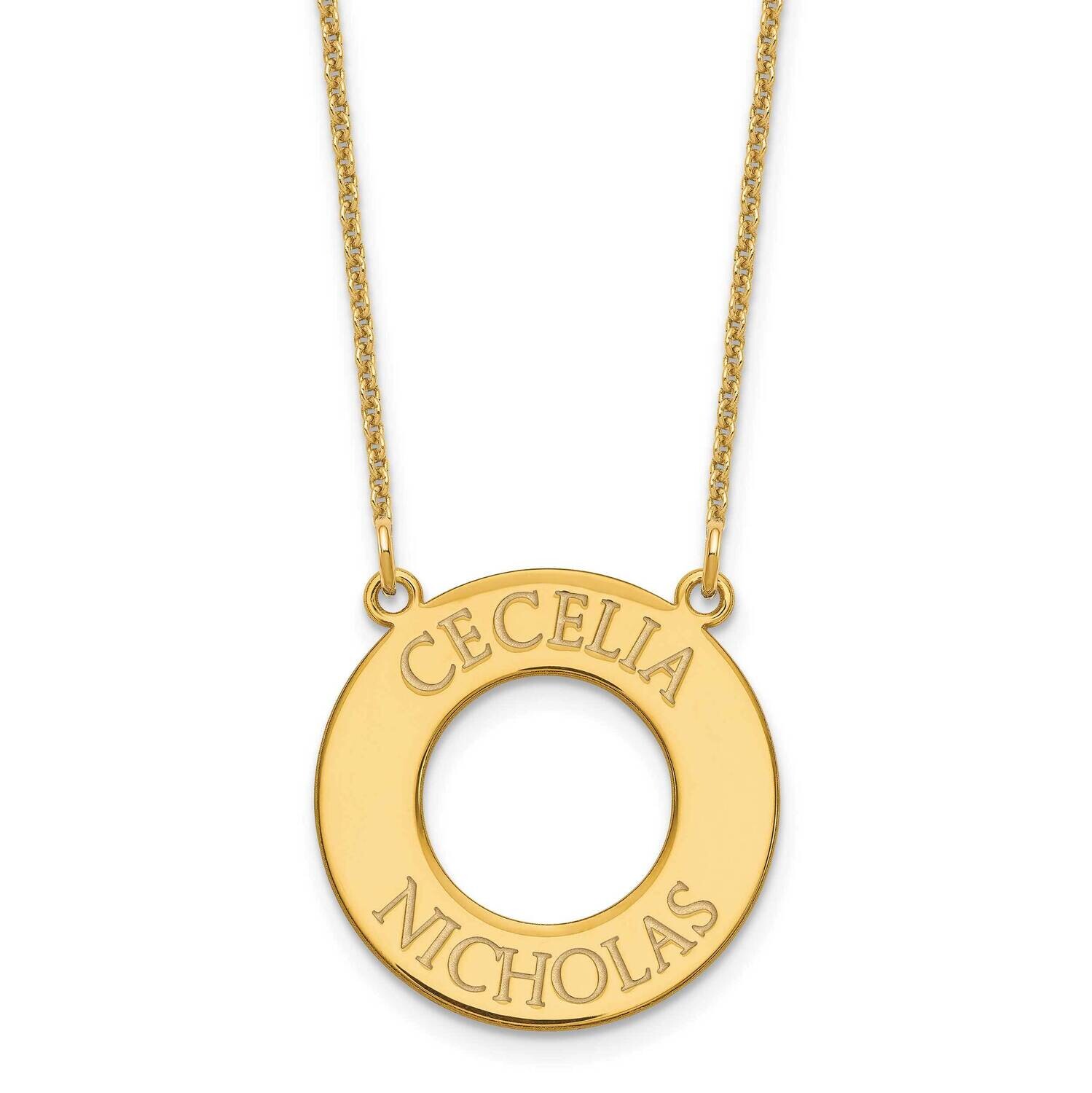 Open Circle 2 Names Necklace 14k Gold XNA760Y, MPN: XNA760Y,