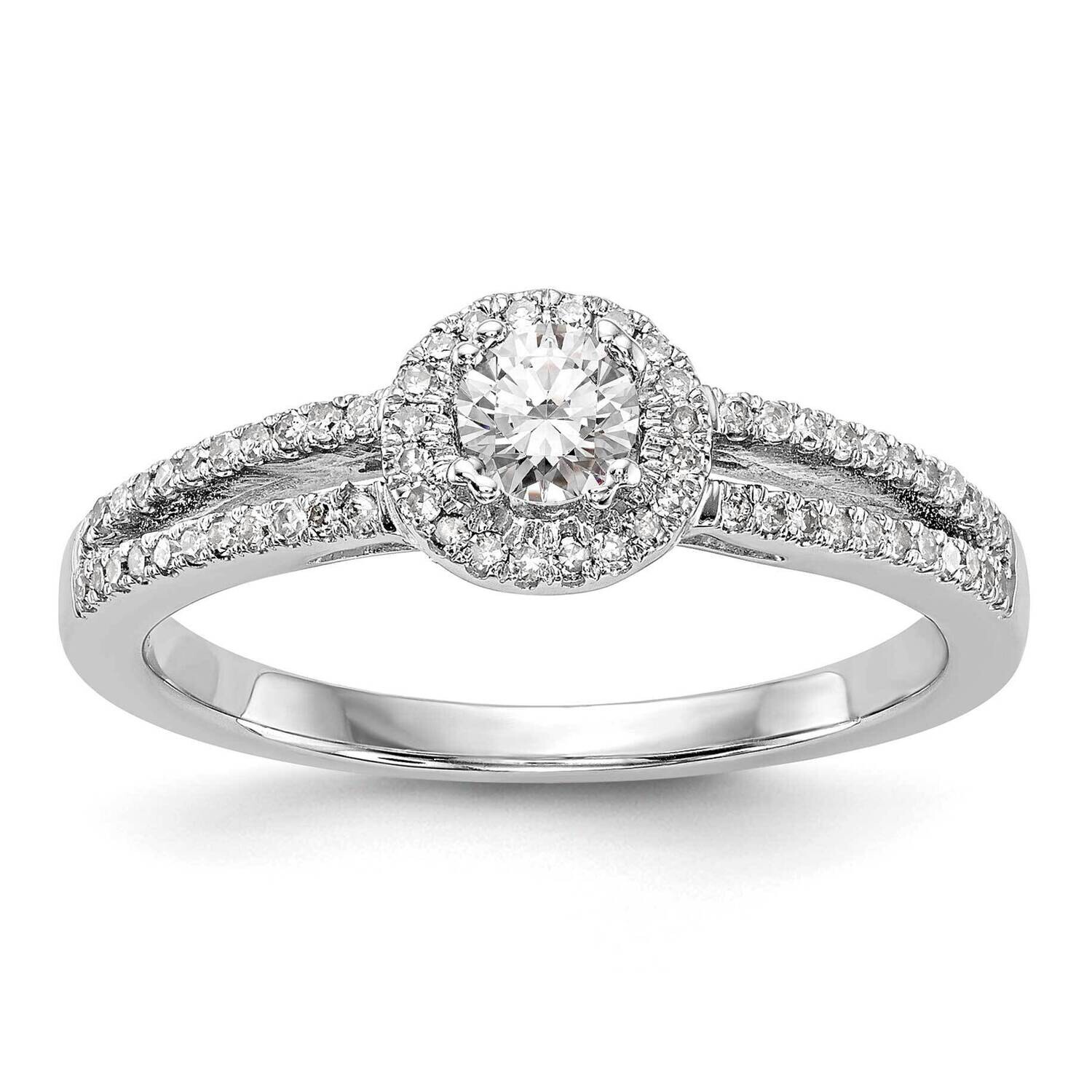 Halo Plus Holds 1/4 Carat 4.00mm Round Center 1/5 Carat Diamond Semi-Mount Engagement Ring 14k Whit…