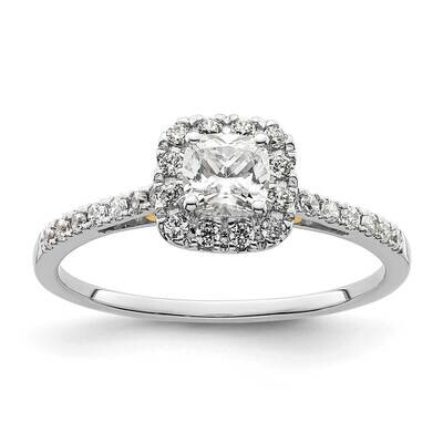 Halo Holds 1/2 Carat 4.5mm Cushion Center 1/4 Carat Diamond Semi-Mount Engagement Ring 14k Two-Tone…