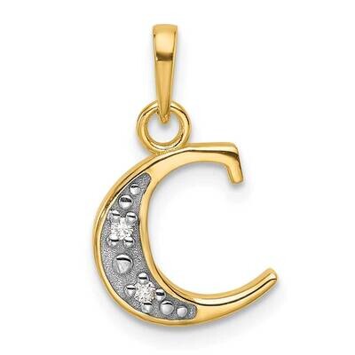 Diamond Letter C Initial Pendant 14k Gold With Rhodium YC1541C, MPN: YC1541C,