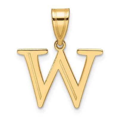 Etched Letter W Initial Pendant 14k Polished Gold YC1539W, MPN: YC1539W,
