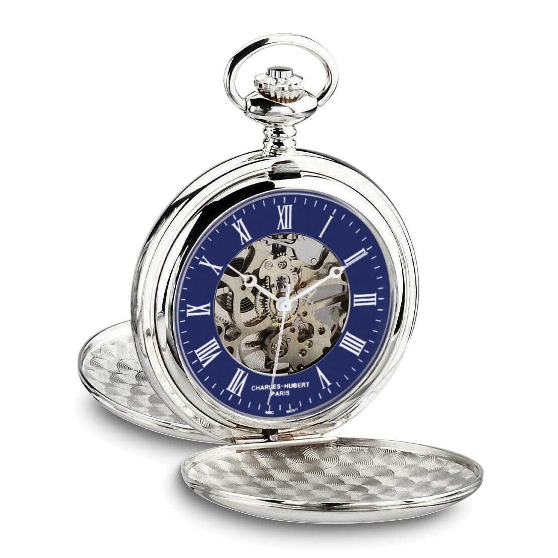 Charles Hubert Chrome-Finish Double Hunter Blue Dial Pocket Watch XWA6590, MPN: XWA6590, 8488700102…