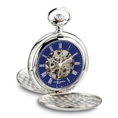 Charles Hubert Chrome-Finish Double Hunter Blue Dial Pocket Watch XWA6590, MPN: XWA6590, 8488700102…