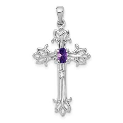5X3mm Oval Amethyst Cross Pendant 14k White Gold XP1775WAM, MPN: XP1775WAM, 883957203676