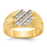 Ibgoodman Men&#39;s Polished Satin Grooved 1/4 Carat Aa Quality Diamond Ring 14k Gold B56689-4YAA by IB…