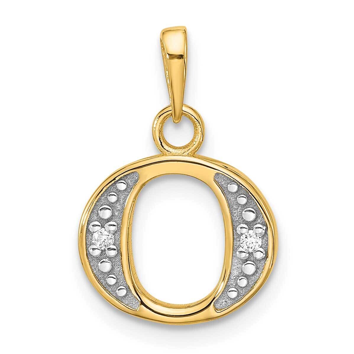 Diamond Letter O Initial Pendant 14k Gold With Rhodium YC1541O, MPN: YC1541O,