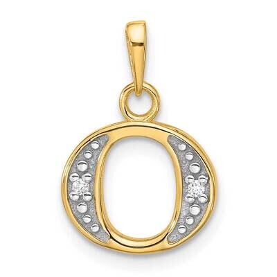 Diamond Letter O Initial Pendant 14k Gold With Rhodium YC1541O, MPN: YC1541O,