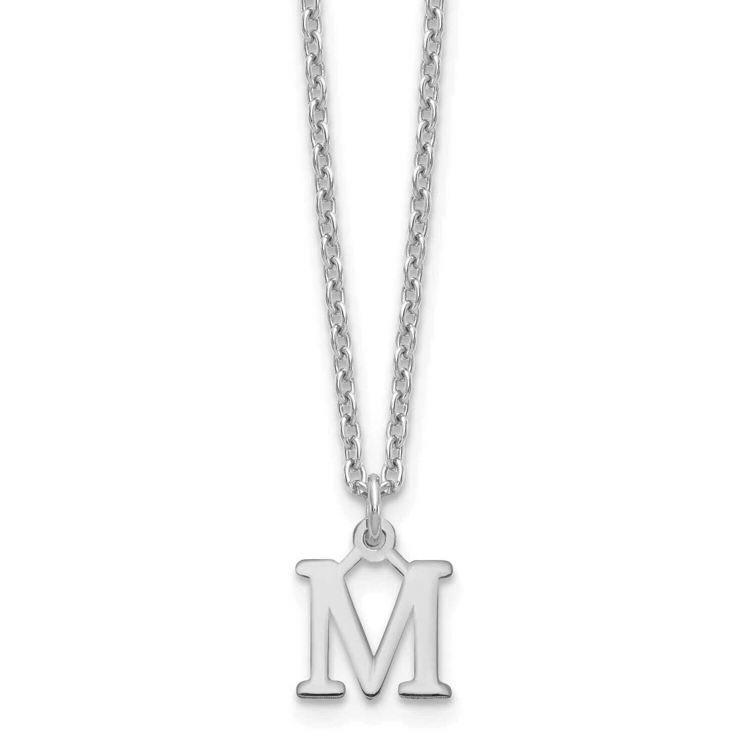 Cutout Letter M Initial Necklace Sterling Silver Rhodium-Plated XNA727SS/M