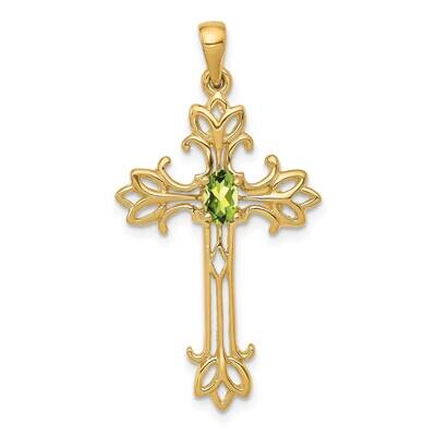 5X3mm Oval Peridot Cross Pendant 14k Gold XP1775PE, MPN: XP1775PE, 883957203652