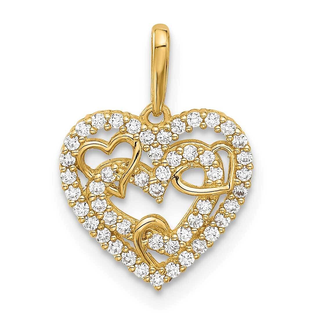 CZ Heart Pendant 14k Polished Gold YC1563