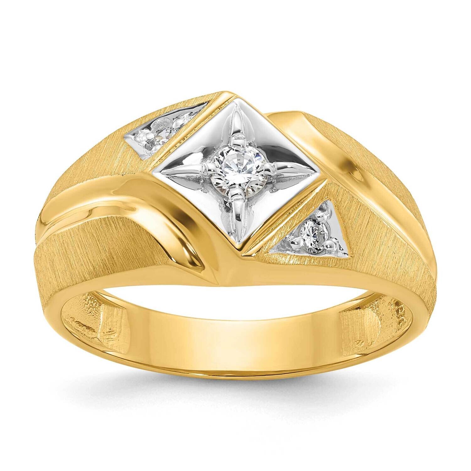 Ibgoodman Men's Satin 1/5 Carat Diamond Complete Ring 14k Gold White Rhodium B56827-4YAA