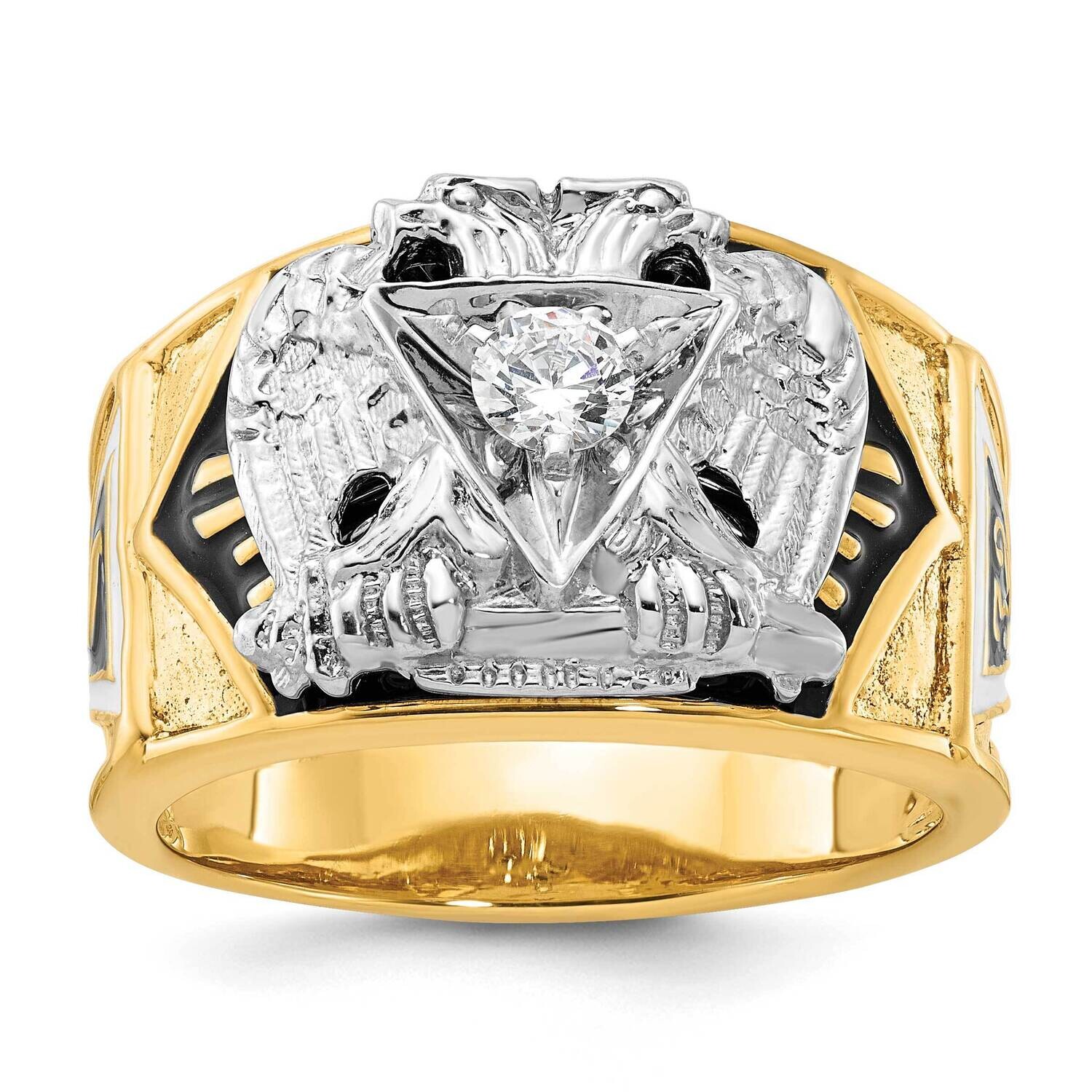 Ibgoodman Men&#39;s Polished Textured Multi-Color Enamel Diamond 32Nd Degree Scottish Rite Masonic Ring…