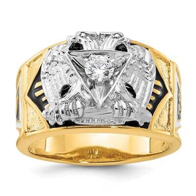 Ibgoodman Men&#39;s Polished Textured Multi-Color Enamel Diamond 32Nd Degree Scottish Rite Masonic Ring…