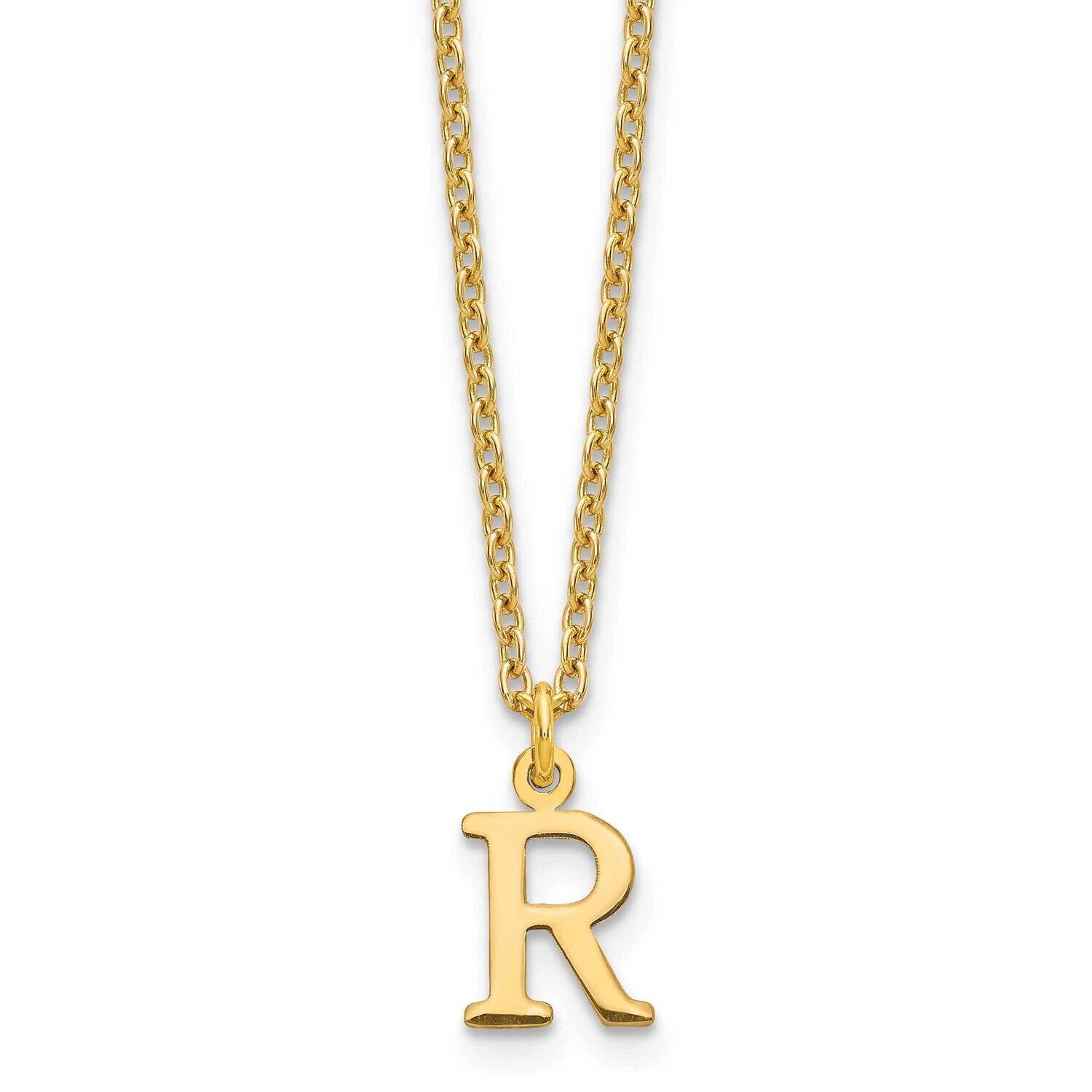 Gold-Plated Cutout Letter R Initial Necklace Sterling Silver XNA727GP/R, MPN: XNA727GP/R,