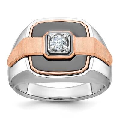 Ibgoodman Rose Gold Black Rhodium Men&#39;s Polished Satin 1/3 Carat Aa Quality Diamond Ring 14k White …