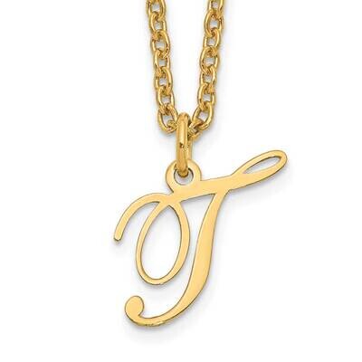 Gold-Plated Letter T Initial Necklace Sterling Silver XNA756GP/T, MPN: XNA756GP/T,