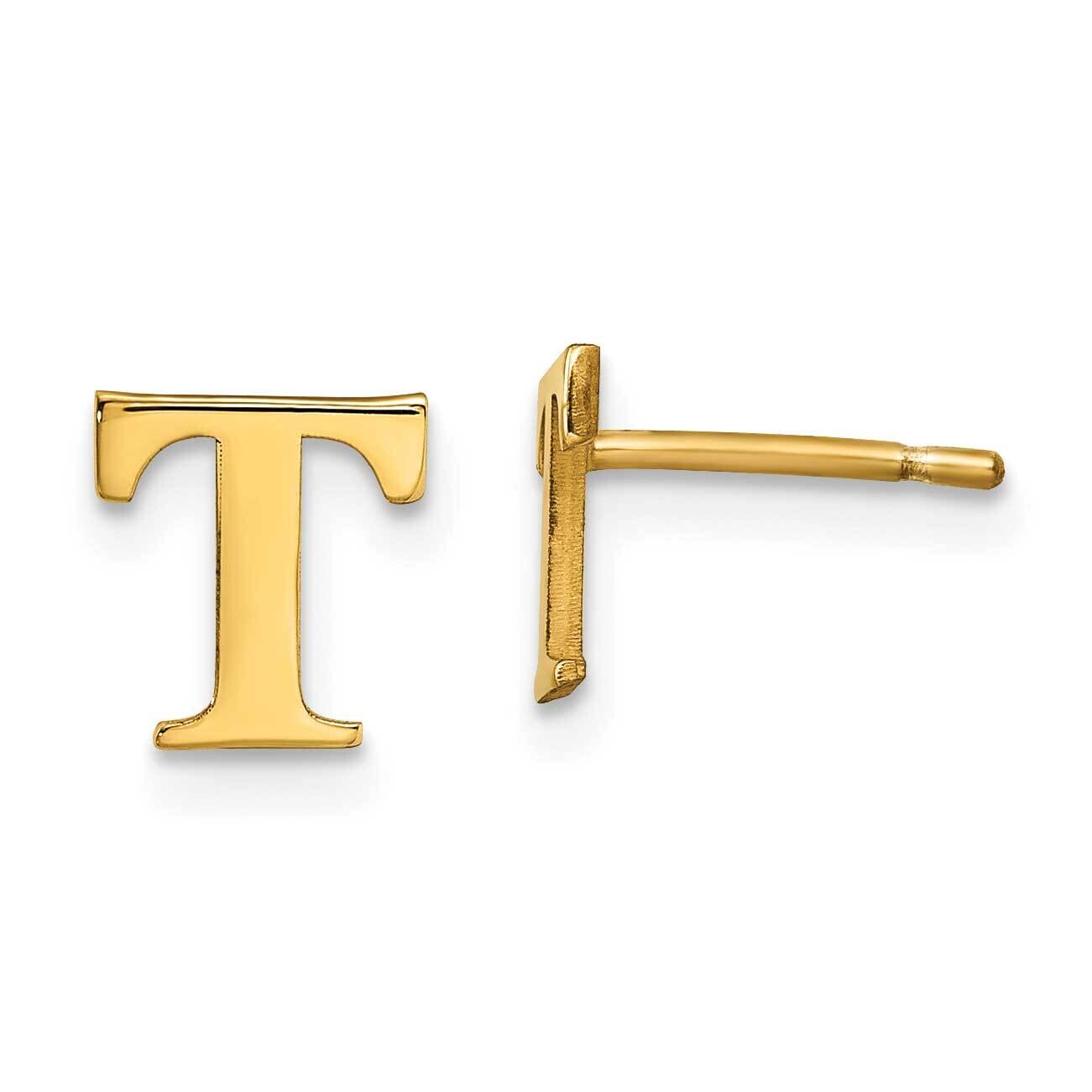 Gold-Plated Letter T Initial Post Earrings Sterling Silver XNE46GP/T