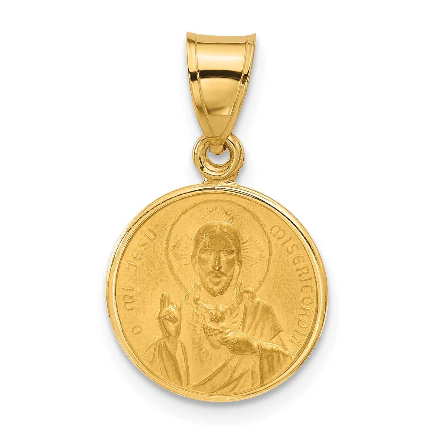 Satin Solid Sacred Heart Of Jesus Medal 14k Polished Gold XR2097 by Men&#39;s Jewelry and Accessories, …