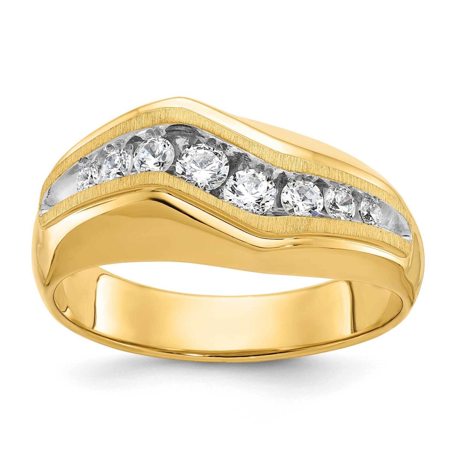 Ibgoodman Men's Polished Satin 1/2 Carat Aa Quality Diamond Ring 14k Gold White Rhodium B56814-4YAA
