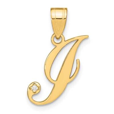 Script Letter J Initial Pendant Diamond 14k Gold YC252I, MPN: YC252I,