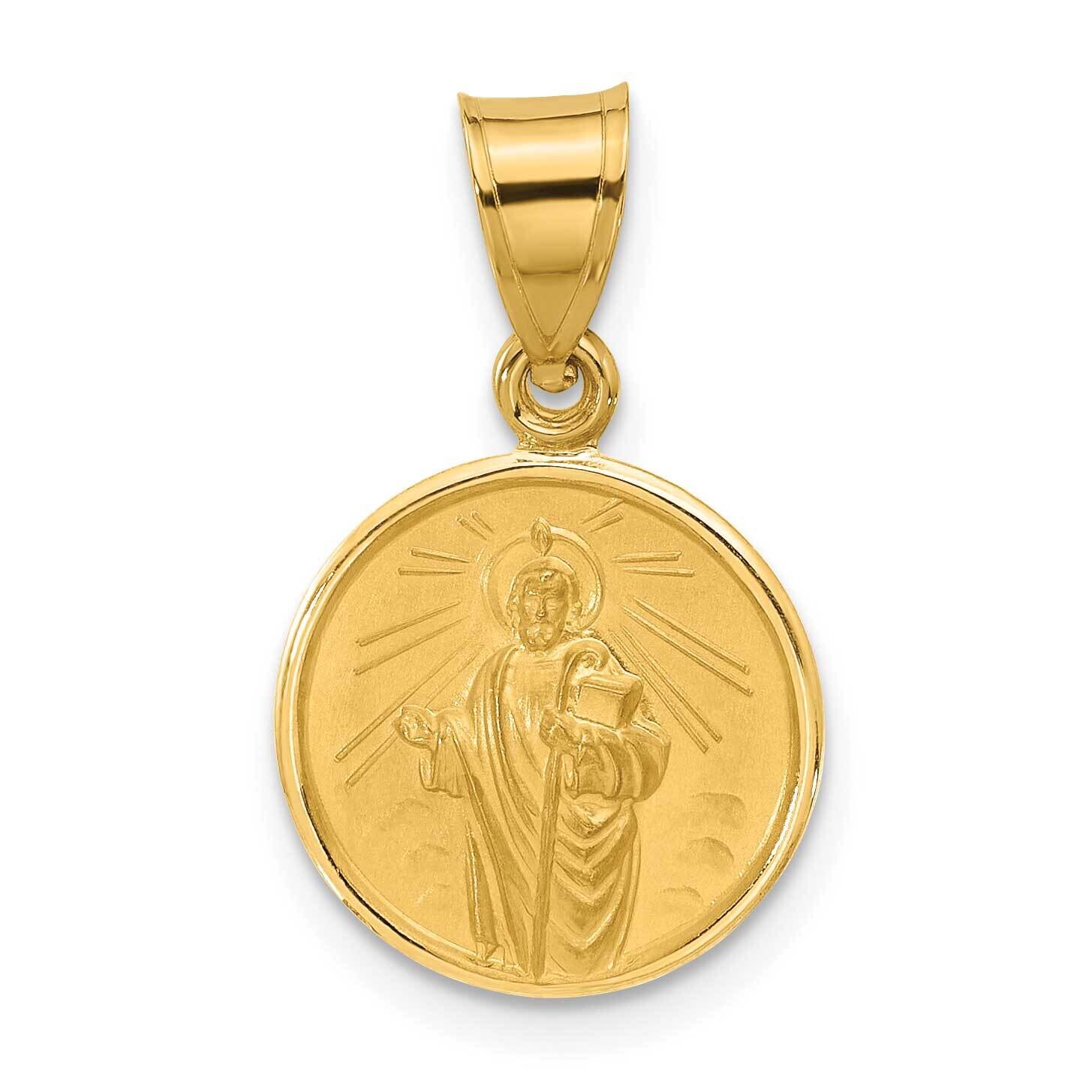 Satin Solid St Jude Thaddeus Medal 14k Polished Gold XR2145