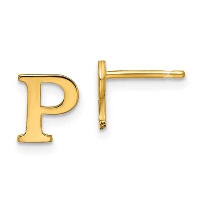 Gold-Plated Letter P Initial Post Earrings Sterling Silver XNE46GP/P, MPN: XNE46GP/P,