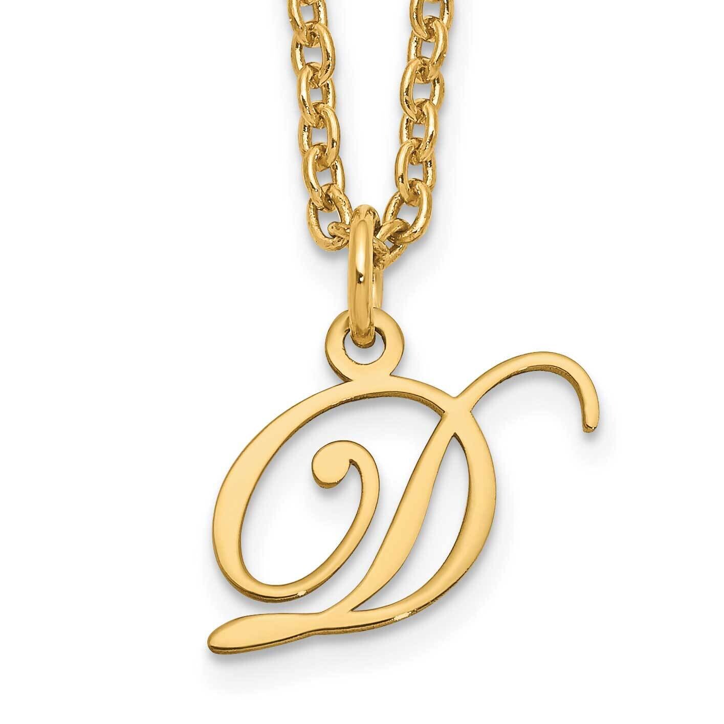 Gold-Plated Letter D Initial Necklace Sterling Silver XNA756GP/D, MPN: XNA756GP/D,