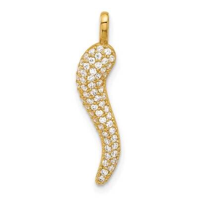 CZ Large Italian Horn Pendant 14k Polished Gold YC1583 by Men&#39;s Jewelry and Accessories, MPN: YC158…
