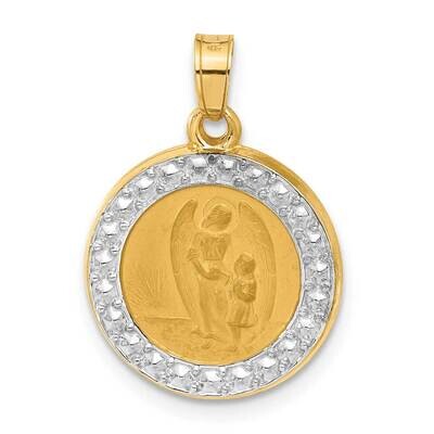Hollow Our Guardian Angel Medal 14k Gold White Rhodium  XR2129 by Men&#39;s Jewelry and Accessories, MP…