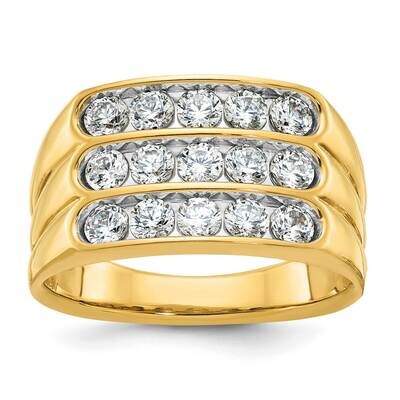 Ibgoodman Men&#39;s Polished Grooved 3-Row 1 1/5 Carat Aa Quality Diamond Ring 14k Gold B59348-4YAA by …