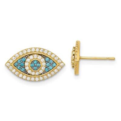 Black Rhodium-Plated Polished Blue White CZ Evil Eye Post Earri 14k Gold YE2203, MPN: YE2203, 19690…