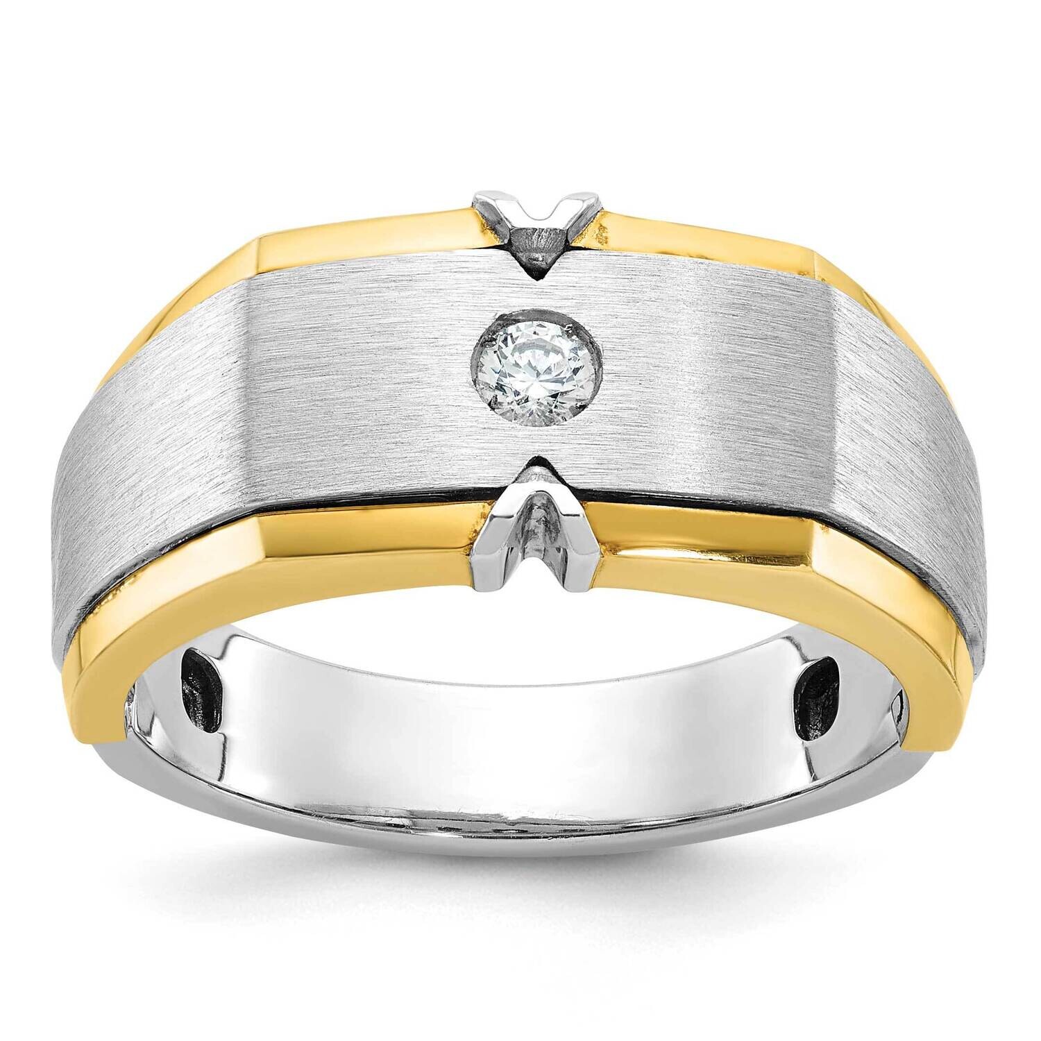 Ibgoodman Men&#39;s Polished Satin Diamond Complete Ring 14k Two-Tone Gold B63856-4YWAA