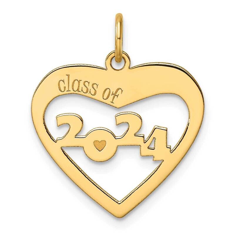 Class Of 2024 Cut Out Heart Charm 14k Polished Gold YC1543, MPN: YC1543,