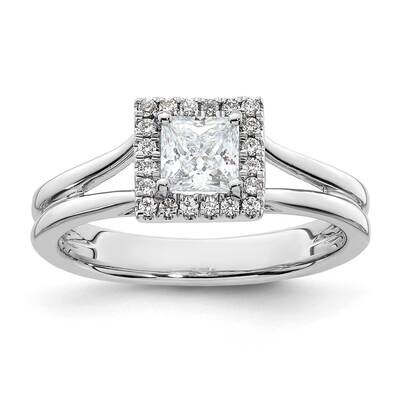 Halo Holds 1/2 Carat 4.4mm Princess Center 1/8 Carat Diamond Semi-Mount Split Shank Engagement Ring…